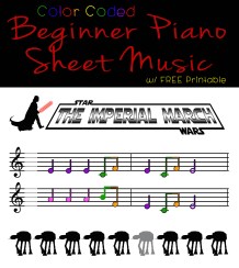 Color-Coded Beginner Piano Sheet Music for Kids - Star Wars The Imperial March - projectsinparenting.com