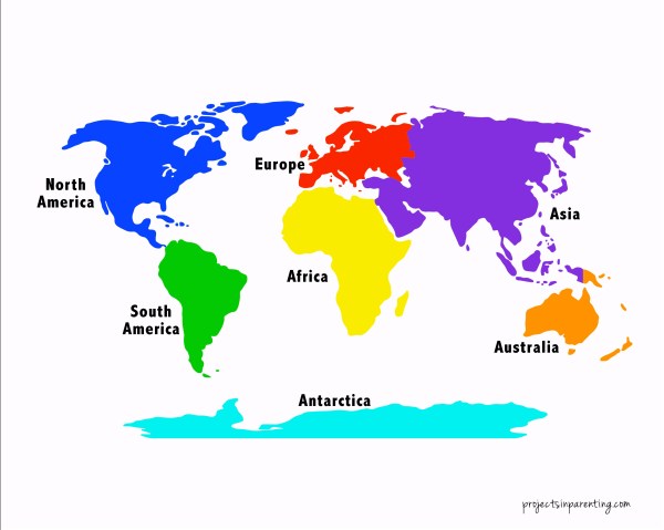 Hands-on Learning, Color Coded Continents, Countries and Flags - projectsinparenting.com