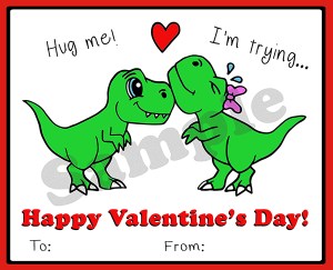 Dinosaur t-rex valentine printable - Valentine's Day Card