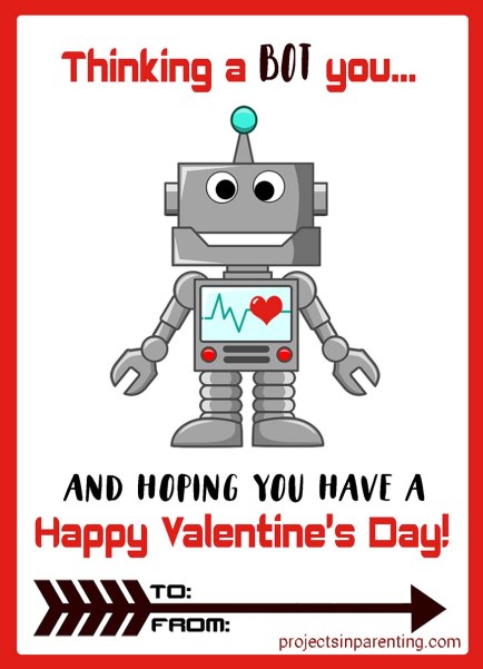 Build a Robot Papercraft Valentine with Free Printable - projectsinparenting.com