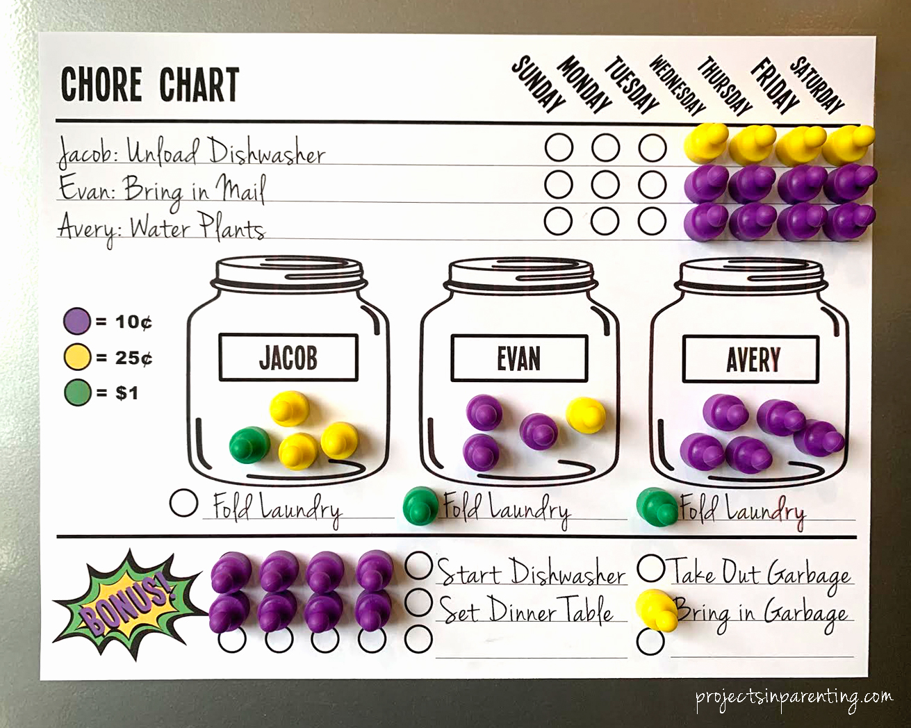 DIY Magnetic Daily and Weekly Chore Chart - projectsinparenting.com